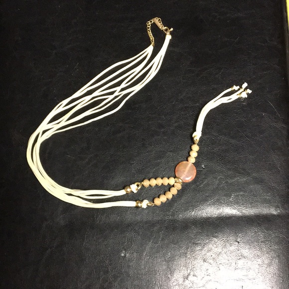 Long Peach Gem Stone Infinity Rope Necklace NWOT - Picture 5 of 8